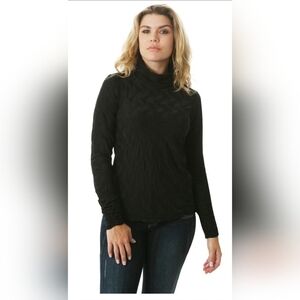SNO SKINS WOMEN'S BLACK TEXTURED LONG SLEEVED TURTLENECK TOP SIZE MEDIUM